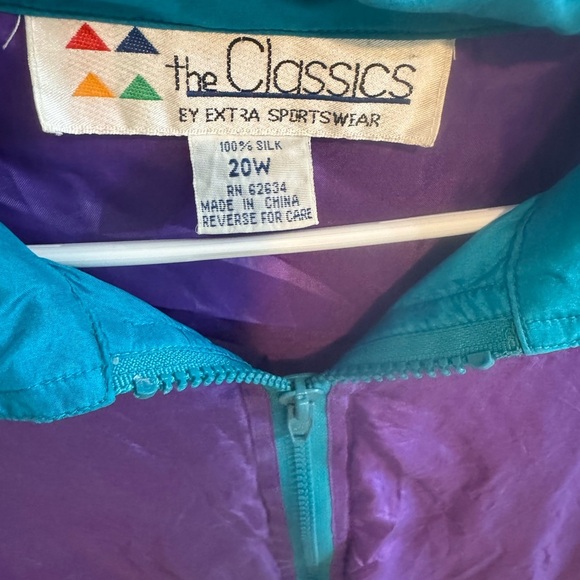Vintage The Classics Teal and Purple Silk Jacket 1980s - Picture 3 of 3